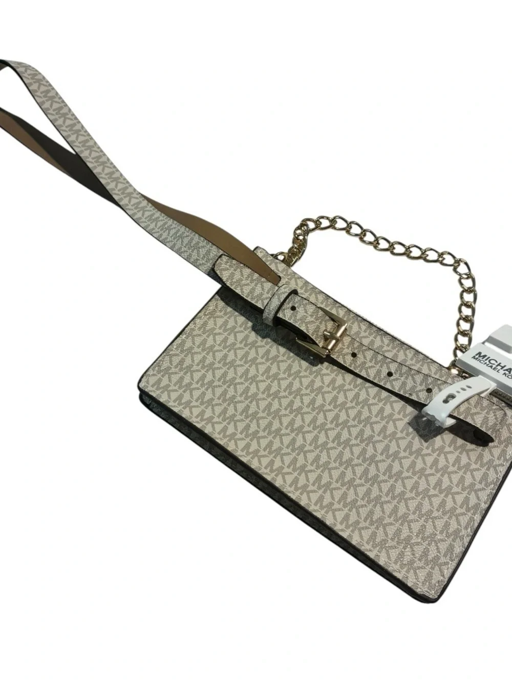 Michael Kors Beige Logo Chain Crossbody Bag
